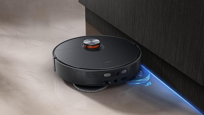 Xiaomi Robot Vacuum X20 Max limpando uma sala moderna com piso frio.