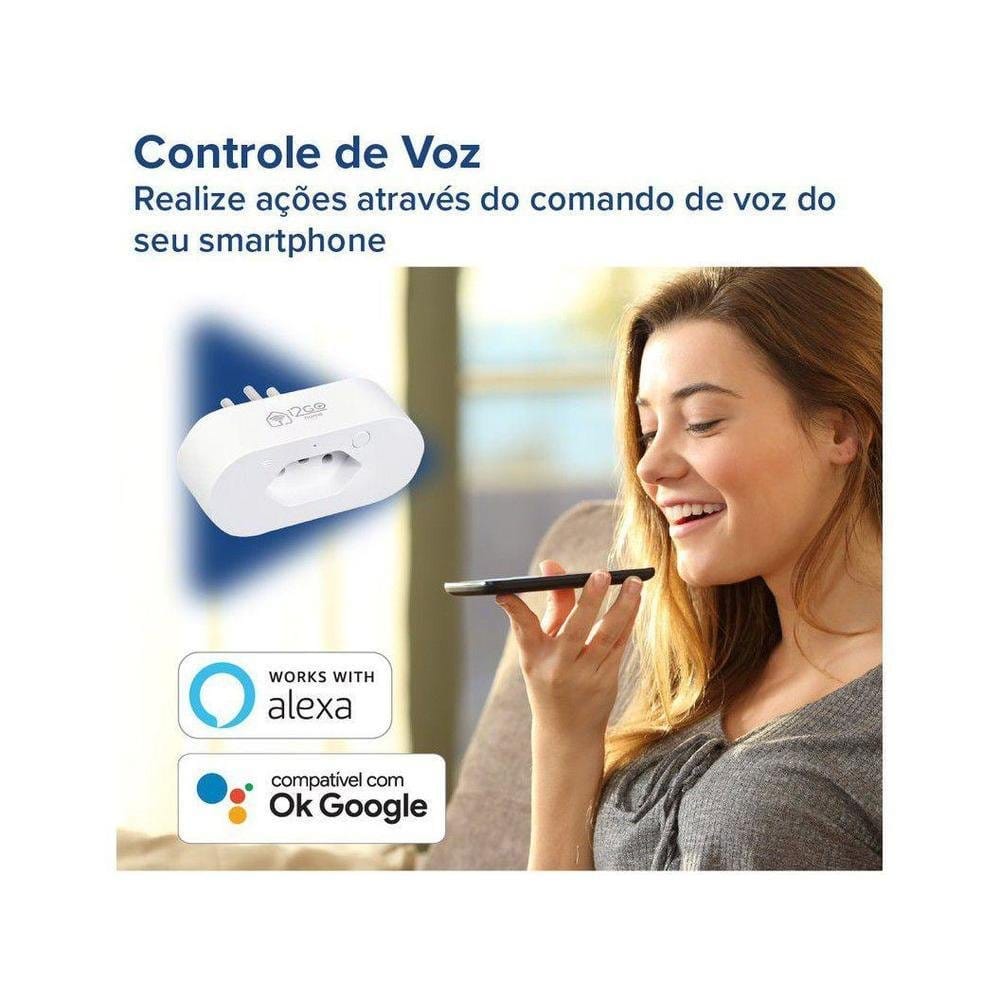 I2GO Smart Plug Wi-Fi tomada inteligente compatível com Alexa e Google Assistente.