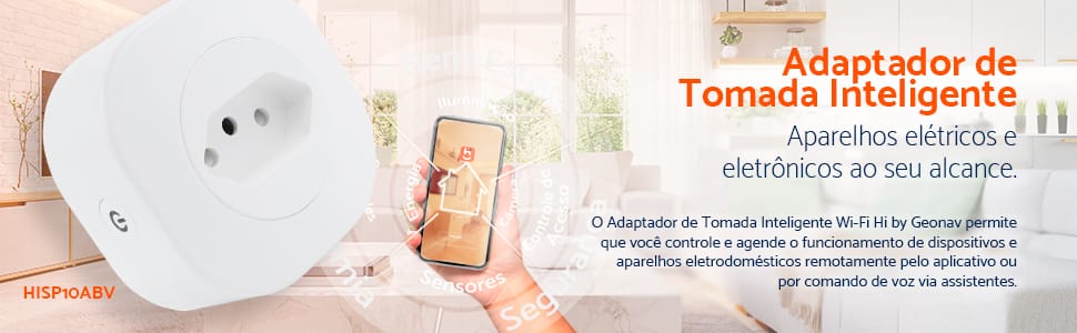 Geonav Smart Plug Wi-Fi tomada inteligente com controle pelo aplicativo e Alexa.