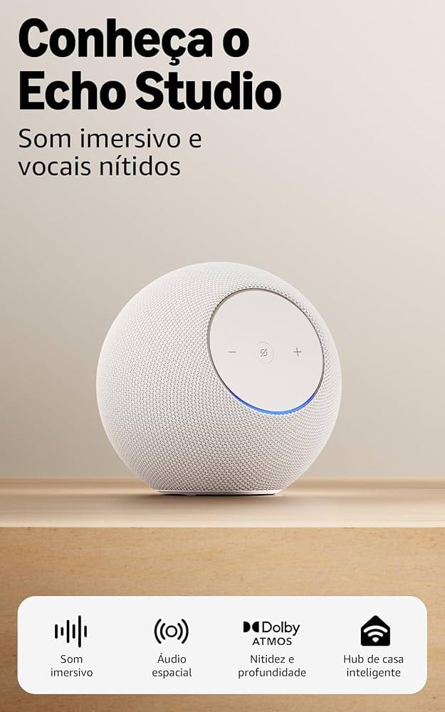 Echo Studio segunda geração com Alexa e áudio premium para casa inteligente.