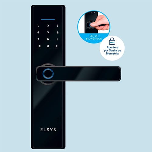 Elsys ESF-DE2000B fechadura digital inteligente com biometria, senha e design moderno.