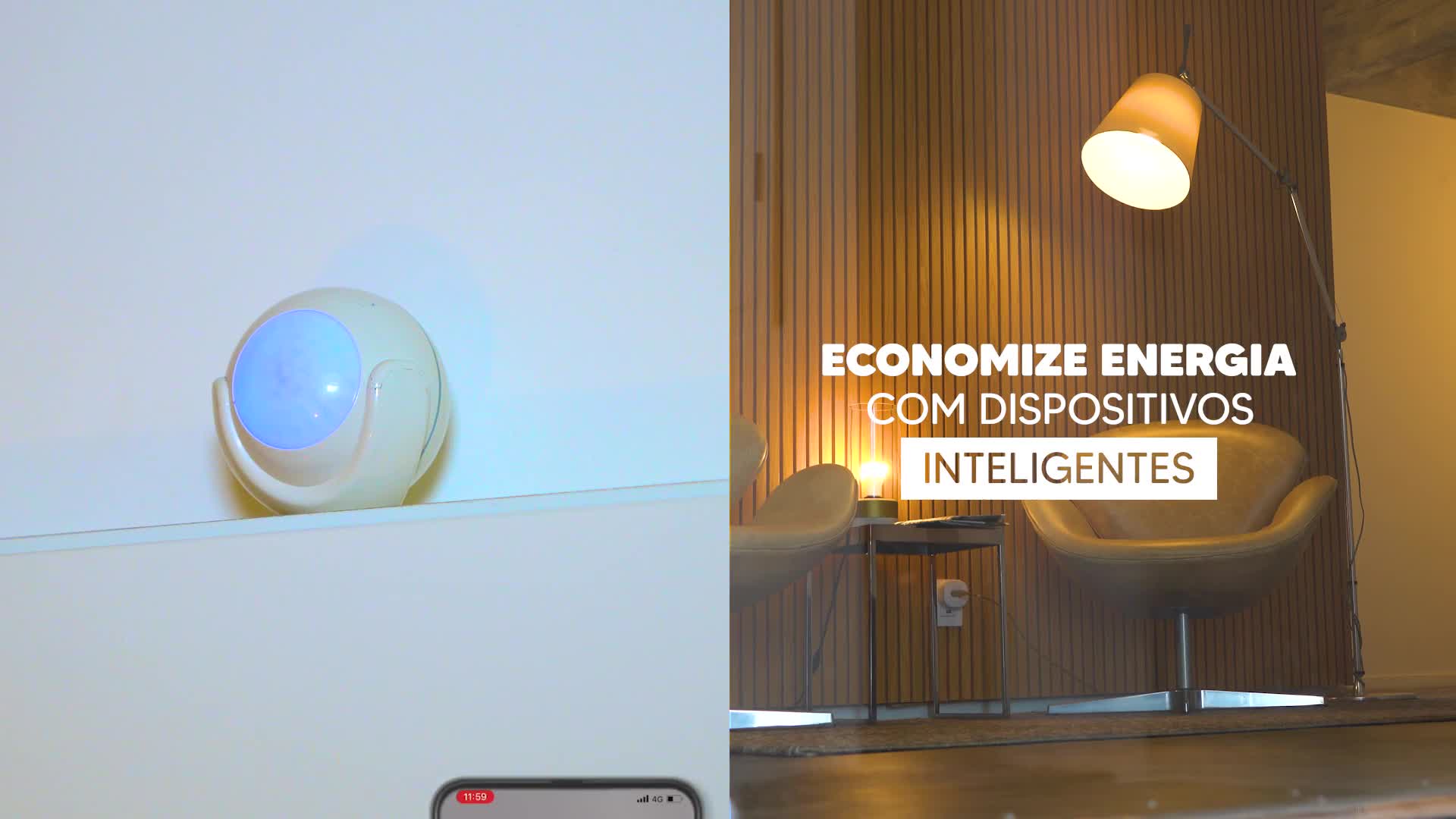 Sensor de Movimento Inteligente Geonav Wi-Fi instalado em ambiente residencial