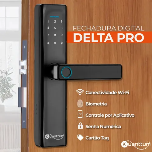 Fechadura Digital Kuanttum Delta Pro Wi-Fi Biométrica