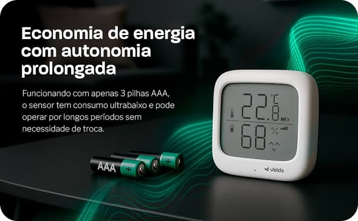 Sensor Velds de temperatura e umidade com display digital para monitoramento ambiental