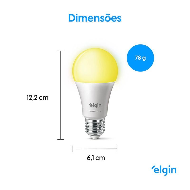 Lâmpada Elgin Smart Color RGB com Wi-Fi para automação da iluminação e controle pelo celular