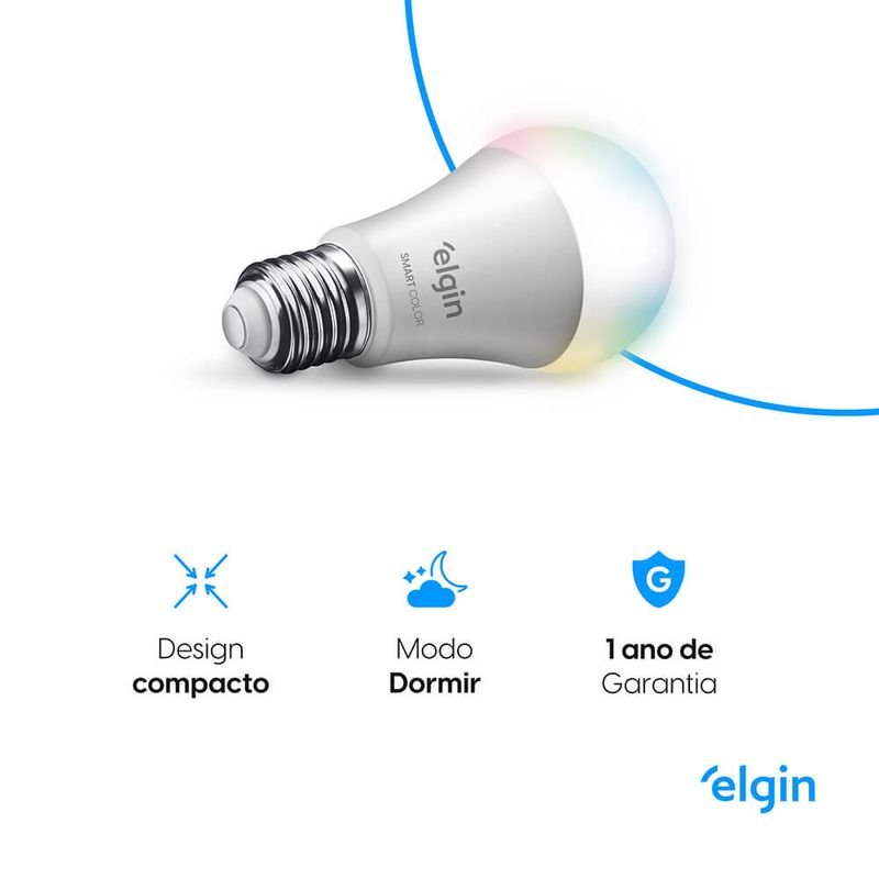 Lâmpada Inteligente Elgin Smart Wi-Fi 10W RGB para personalizar a iluminação residencial