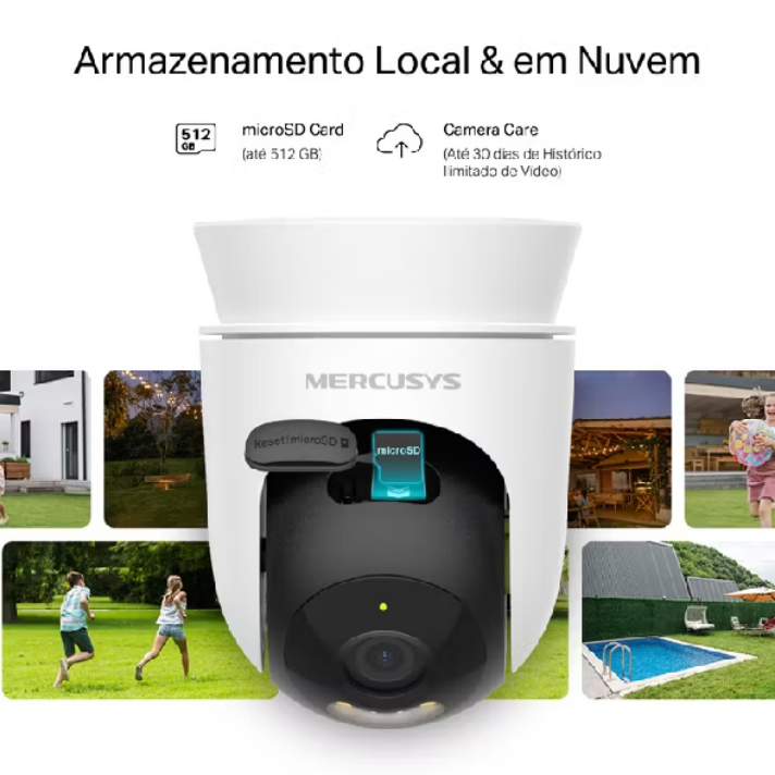 Câmera externa Mercusys MC510 com resolução 2K QHD para monitoramento residencial por Wi-Fi